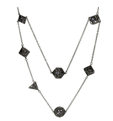 Dragon's Eye 7-die Necklace - Gunmetal with Purple Gems